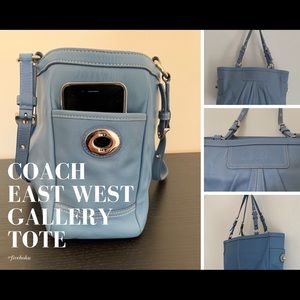COACH East West Gallery Tote Blue Handbag